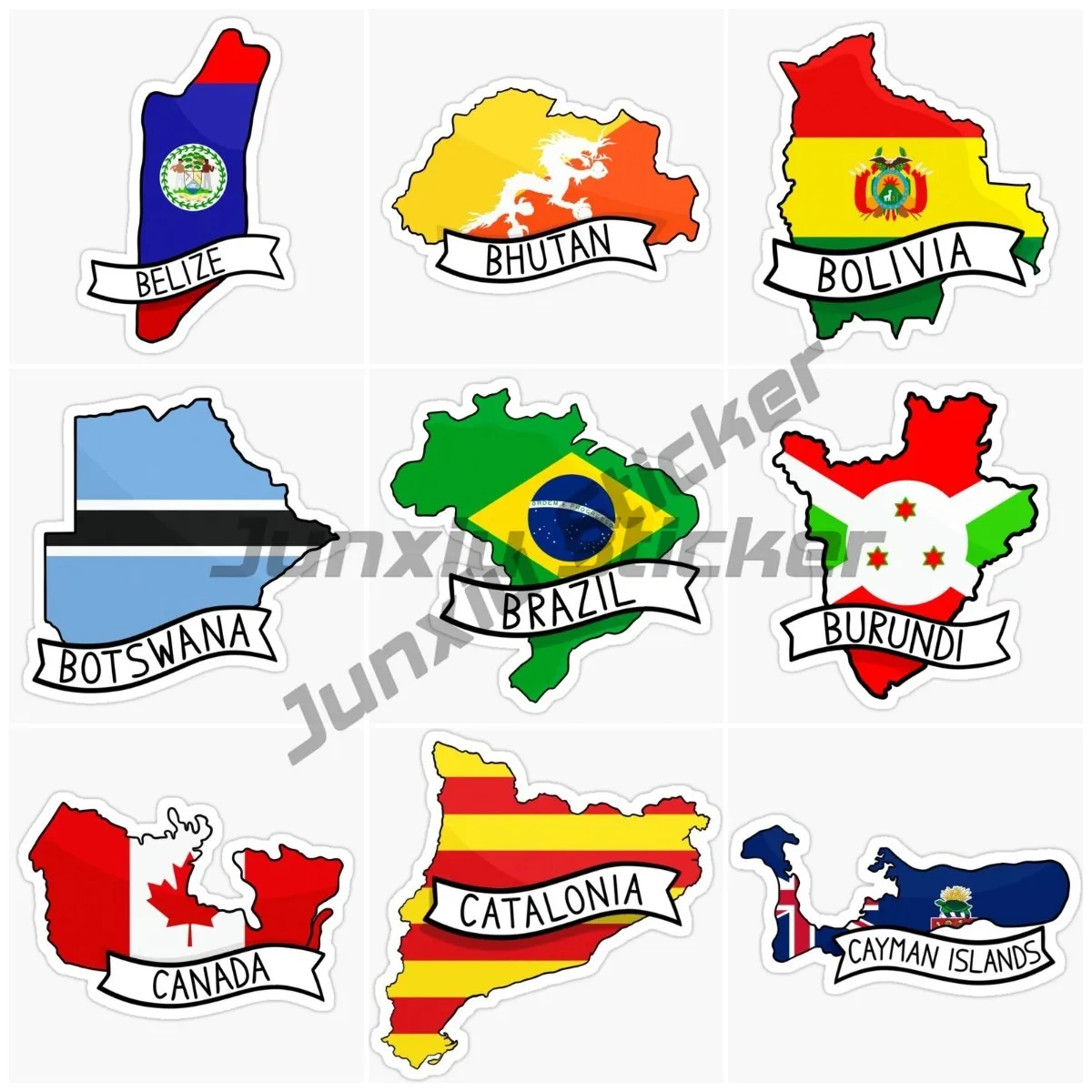 Самоклеящиеся виниловые наклейки Белиз Бутан Боливия Ботсвана Бразилия лампа