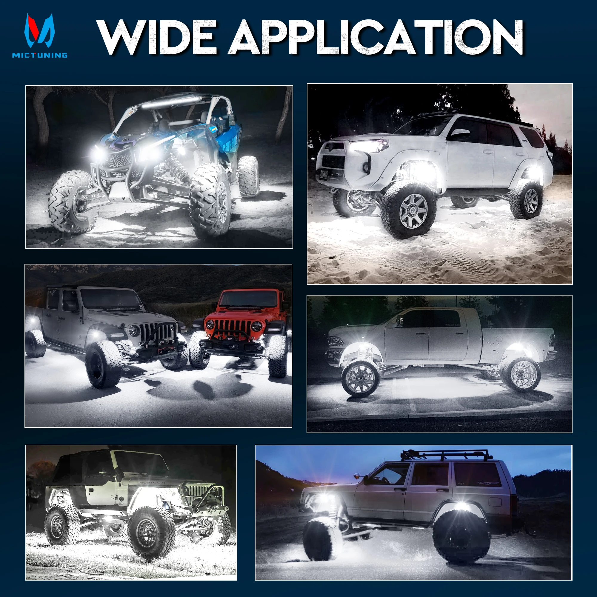 MICTUNING 12 стручков Q1 MAX White Rock Lights, подсветка 12 В24 В, совместимые с автомобилем, грузовиком, внедорожной лодкой, водонепроницаемостью IP68 (art.: 3920d3ff22508) - 3920d3ff22508