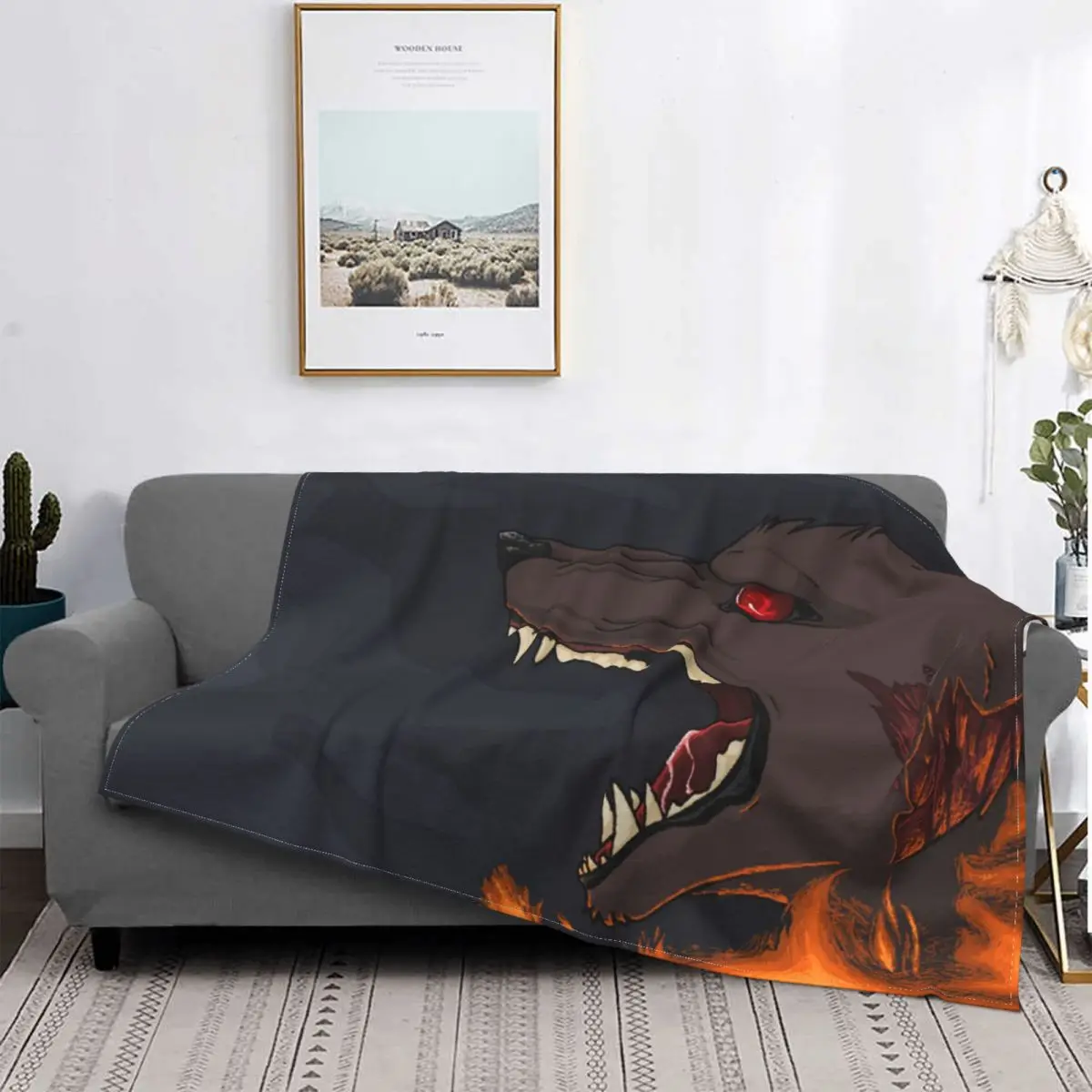 

Hellhound Blanket Velvet Summer Wolf Breathable Thin Throw Blankets For Car Couch Plush Thin Quilt
