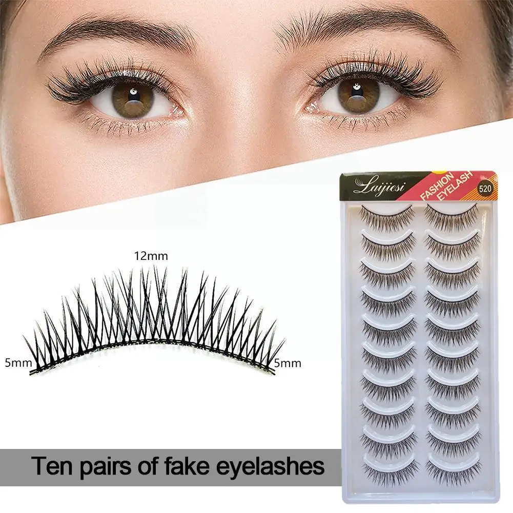 

10 пар Накладные ресницы с крестом 3D натуральные накладные ресницы пушистые натуральные реалистичные стебли Твердые ресницы 520 # накладные р...