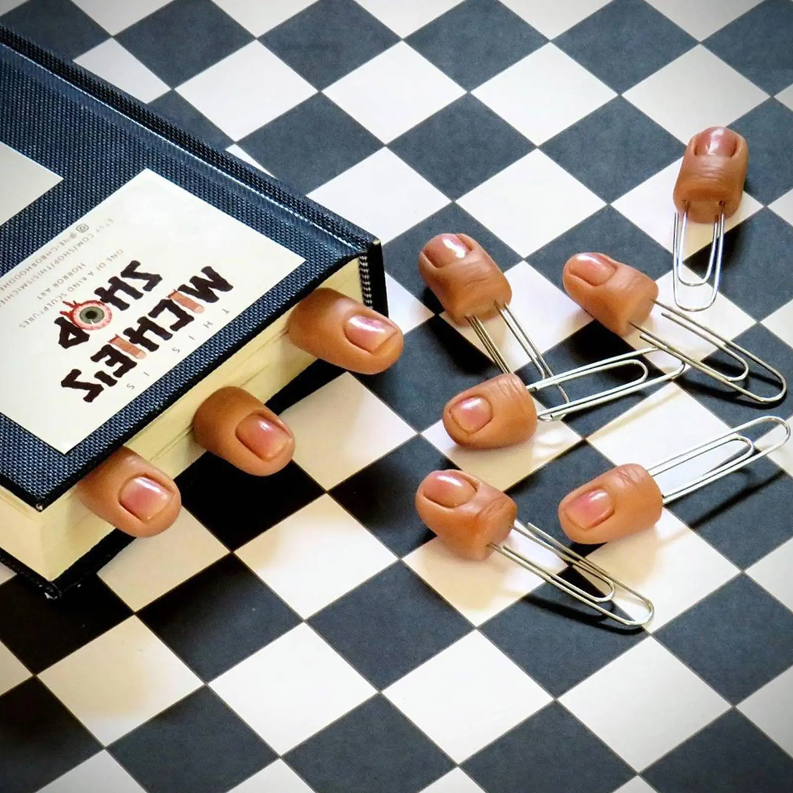 

3PCS Artificial Finger Paperclip Bookmarks For Book Shelf Halloween Decorations