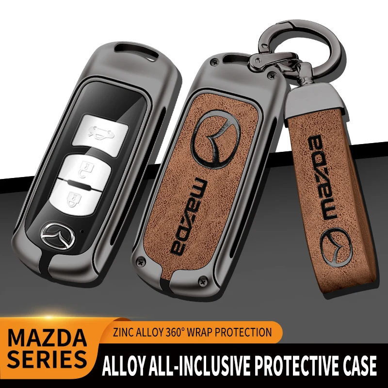 

Patterned Leather+Zinc Alloy Car Key Chain Car Key Cover Shell For Mazda 2 3 6 Axela Atenza CX-5 CX5 CX-3 CX-7 CX8 CX-9 2016 17