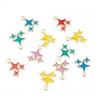 10pcs colorful four pointed star enamel charms metal pendant charm for necklace bracelet jewelry making supplies diy accessories