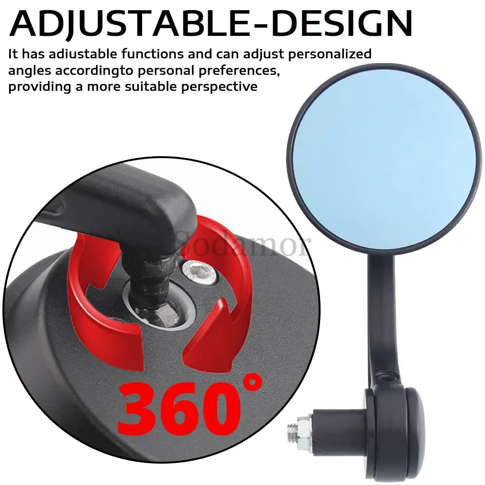 End Mirrors Motorcycle Handlebar Rearview Blue Lense Anti GlareHandle Round For for Honda ATVs/ Yamaha/for Suzuki