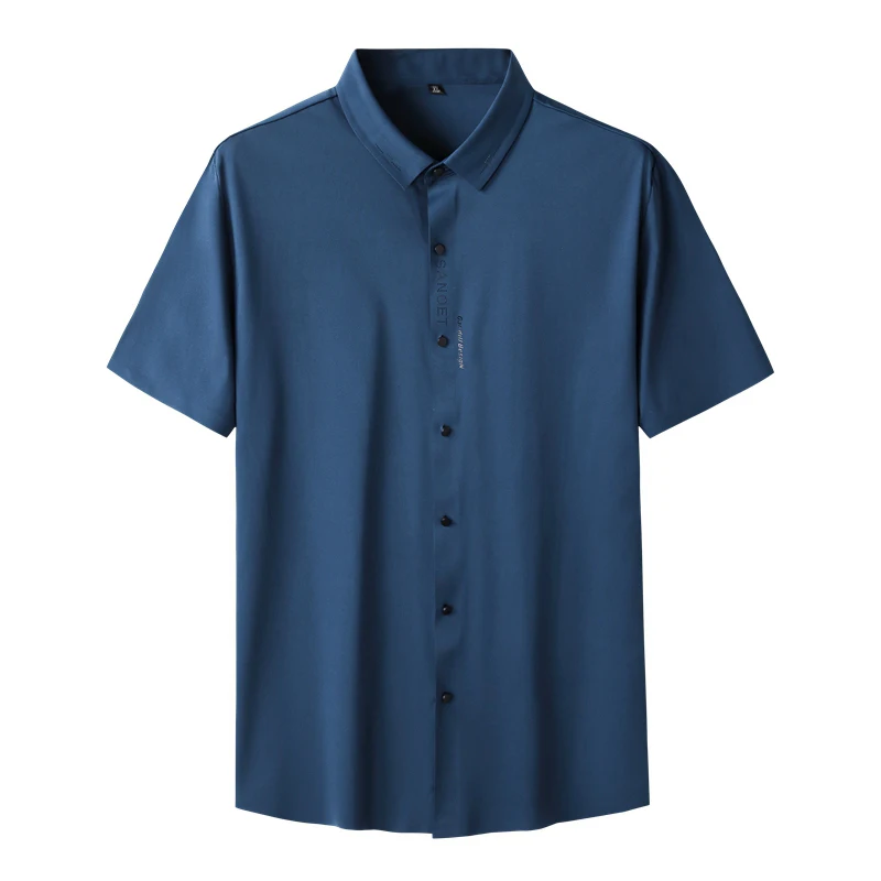 

Men's Plus Size Short Stretch Sleeve Shirt 2022 summer new Business Casual Thin Solid Color Men's Shirt 5XL 6XL 7XL
