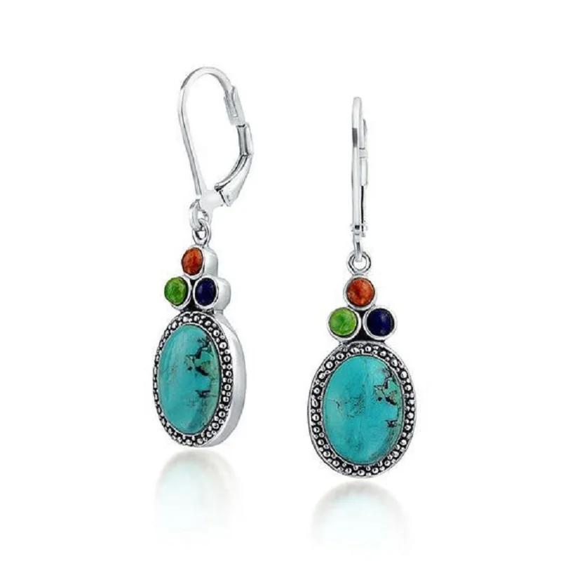 

Exquisite Turquoise Female Dangle Earrings Creativity Vintage Hand Inlay Green Stone Eardrop Earrings For Womens Jewelry Gifts