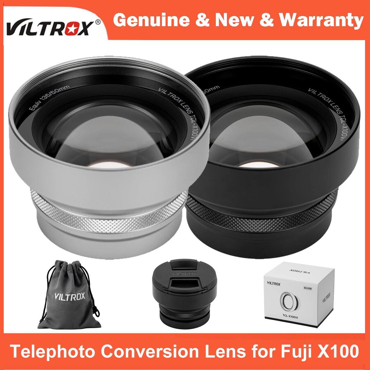 Фото Эквивалентный телеобъектив Viltrox TCL-X100VI 50 мм для камер серии FUJIFILM X100 Fujifilm X100VI X100V X100F №1