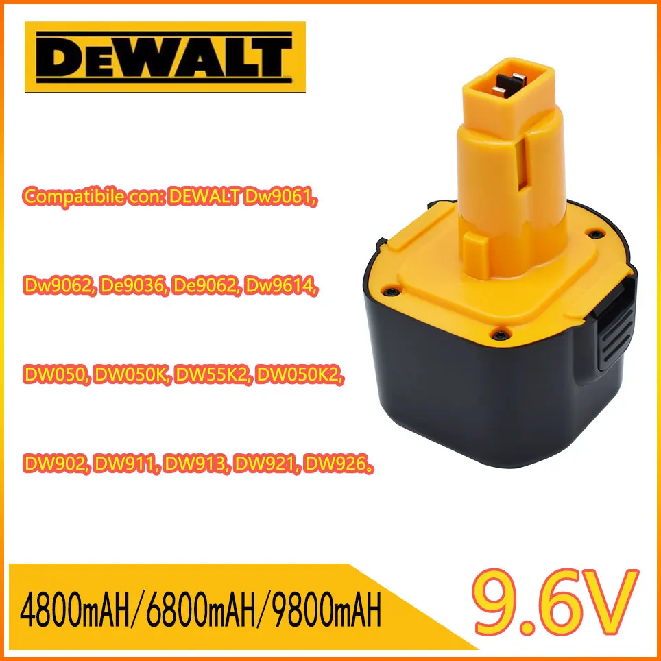 

9.6V 4800mAH/6800mAH/9800mAH Ni-Mh Dewalt battery compatible DE9036 DE9062 DW9060 DW9062 DW050 DW909K DW913 + Charger