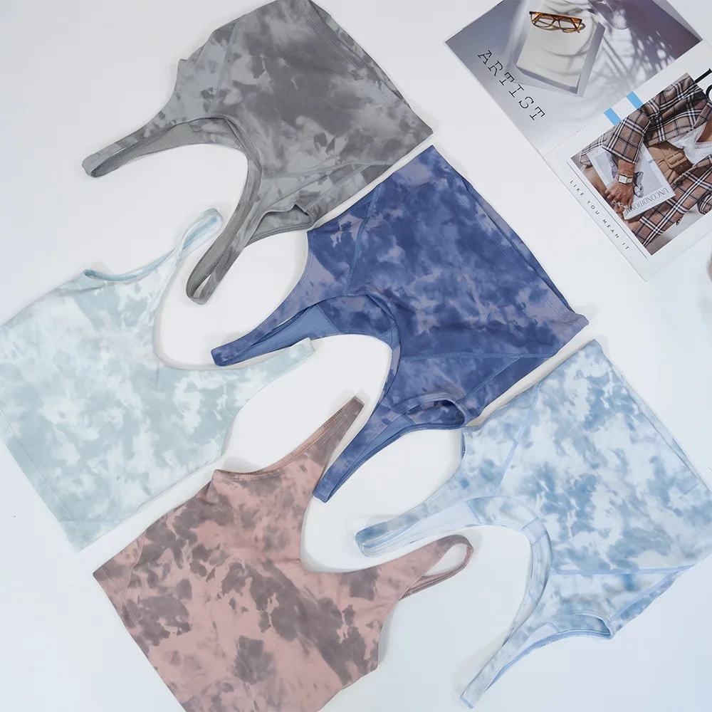 Lulu-Tie Dyed Vest Align Sports Quick Drying U-shaped Bra Fitness Yoga Beauty Back With Chest Pad inside