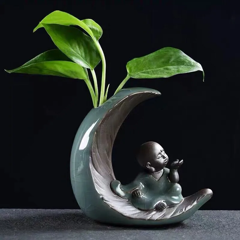 

Creative Green Dill Hydroponic Plant Desktop Personality Office Home Interior Living Room Decoration Small Ornaments FlowerVase