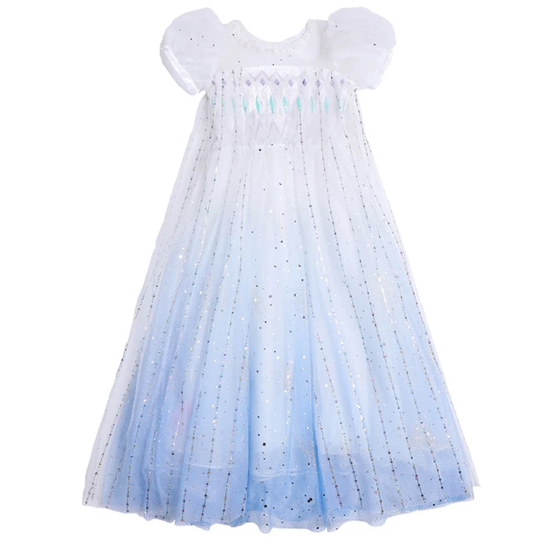 

Snow and Ice Princess Aisha Skirt 2022 Summer New Elsa for Girl Short Frozen Birthday Party Sleeve Gradient Dress 2-8 Year