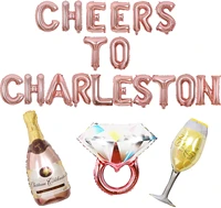 funmemoir charleston bachelorette party decorations rose gold cheers to charleston foil balloons bridal shower party supplies