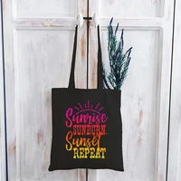 sunshine canvas bag women vintage vacation travel shopping bags sunset eco friendly products reusable shopping bags