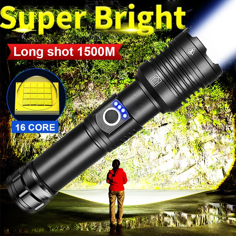 

Мощный фонарик Xhp50 с 5 режимами, светодиодный фонарик с зумом и Usb, фонарик с батареей 18650 или 26650, подходит для кемпинга, улицы, чрезвычайных си...