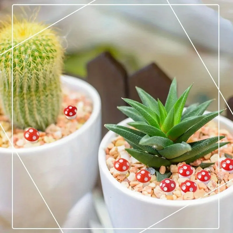 Миниатюрные полимерные грибы для украшения микро-сада 50 шт