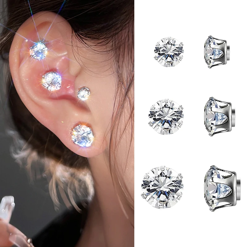 

Fashion Magnetic Stud Earring Men Women Shining Magnet Ear Studs Zircon Stone Ear Clip Non-piercing Earrings Jewelry Accessories