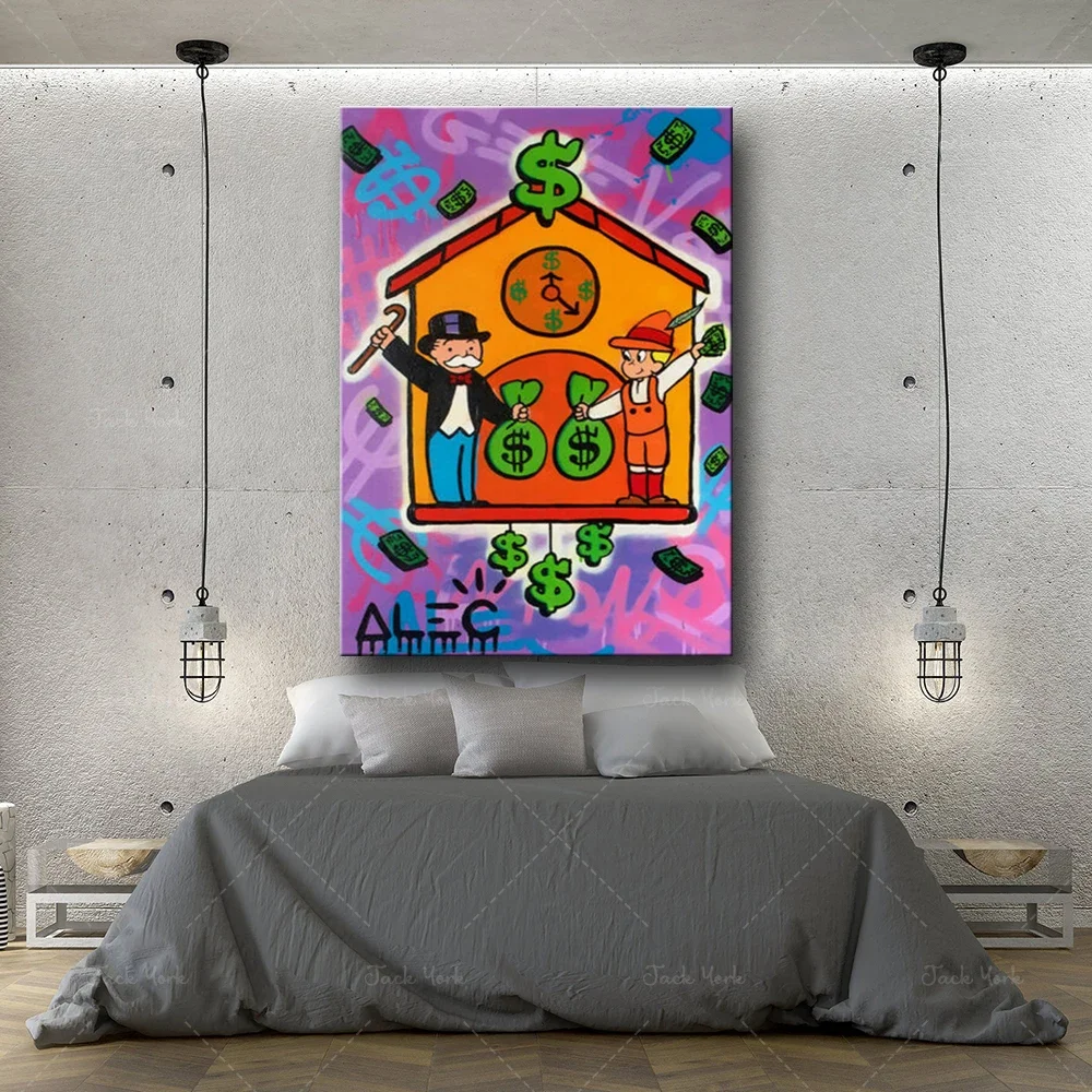 Картина на холсте абстрактный постер Alec Monopoly Richie коробке для часов настенное