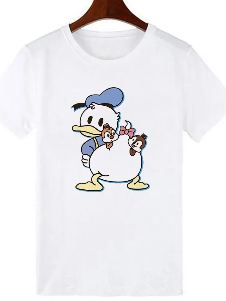 

Harajuku Style Lady Donald Duck Disney T-Shirt Women Summer New Products Chip 'n' Dale Printing Funny Trendy All-Match T Shirt