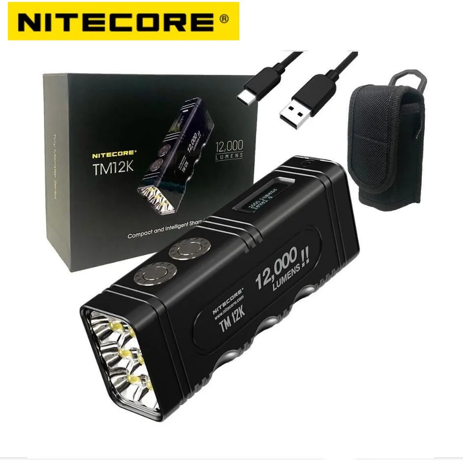 

Фонарик NITECORE TM12K, 12000 люмен, фотовспышка, расстояние 250 м, USB-C, перезаряжаемый, крошечный монстр, тактический, встроенный аккумулятор