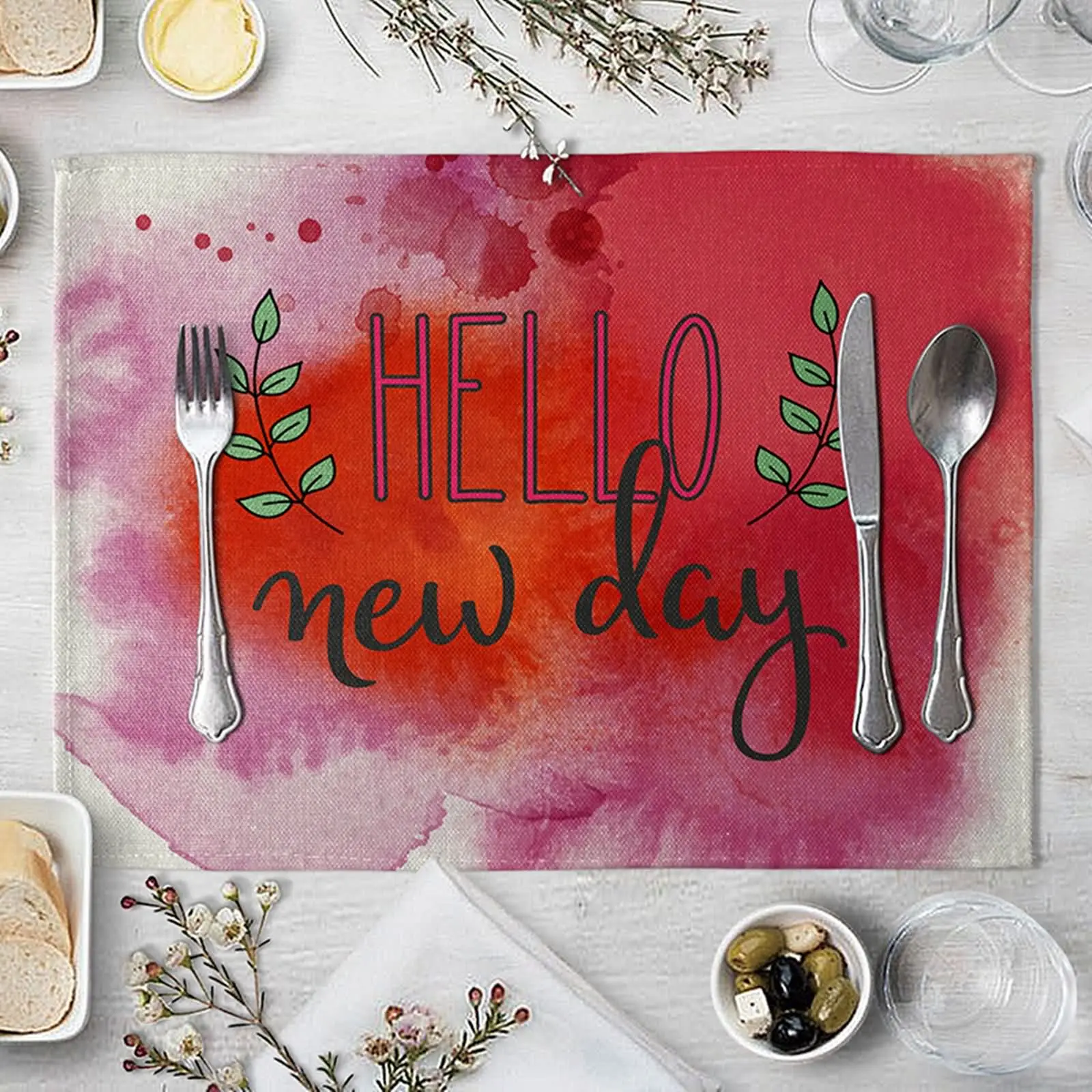 

Термостойкая подстилка под столовые приборы, из хлопка и льна, красный, зеленый, кремовый