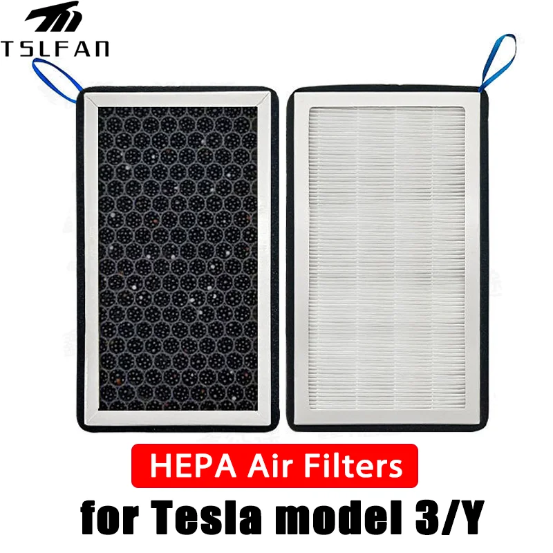 Воздушные фильтры HEPA 2 шт. для Tesla Model 3 Y 2019-2021 2022, воздухозаборник с активированным углем, Сменные аксессуары для кондиционера