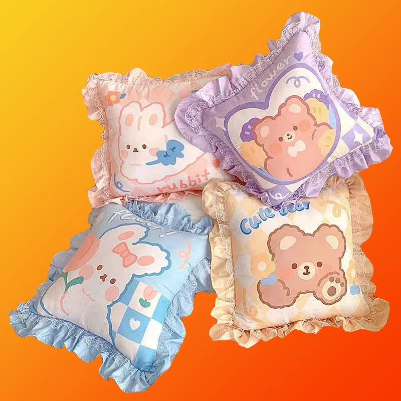 

Pillow Cover 40x40 45x45 Pillowcases Cushion Covers Cute Cartoon Square Lace Square Lace Pillow Core (with Or Without)