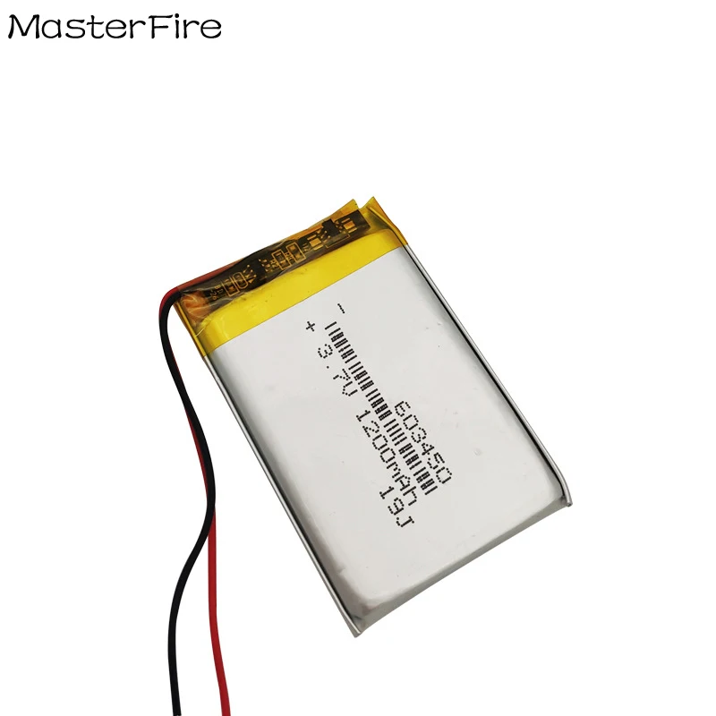 

603450 3.7V 1200mah Rechargeable Lithium Polymer Battery Cell for Bluetooth Speaker Car Recorder Digital Toy Alarm Navigator