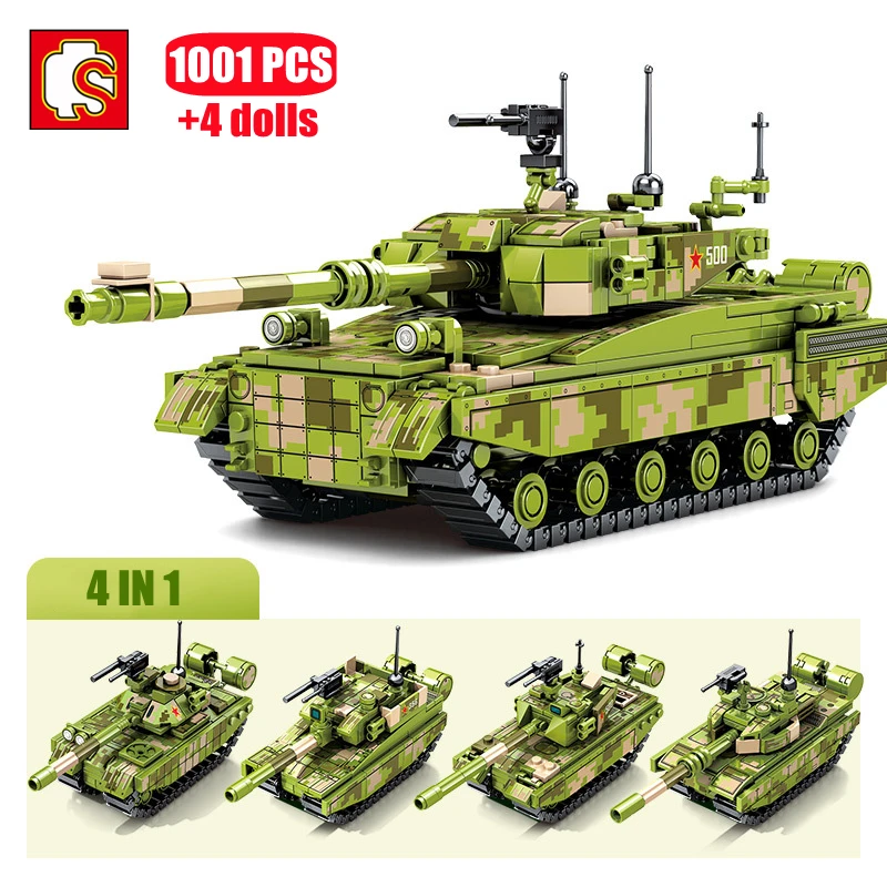 

SEMBO Military Tanks Set 96B Main Battle Tank 4in1 Building Blocks Model City WW2 Soldier Weapon Bricks Toys Gifts For Children