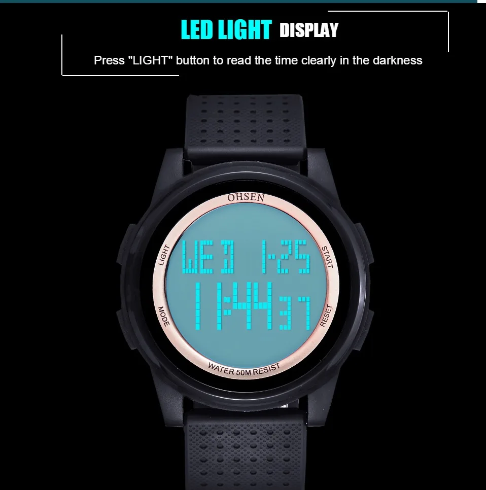 OHSEN Digital Watches for men Women LED Electronic fashion Couple Watch Ladies Waterproof Swimming Wristwatch Clocks Gifts enlarge