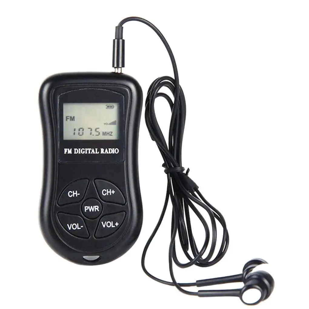 

Portable Mini DSP Digital Display FM Stereo Radio Noise Reduction Conference Receiver With Wired Earphone