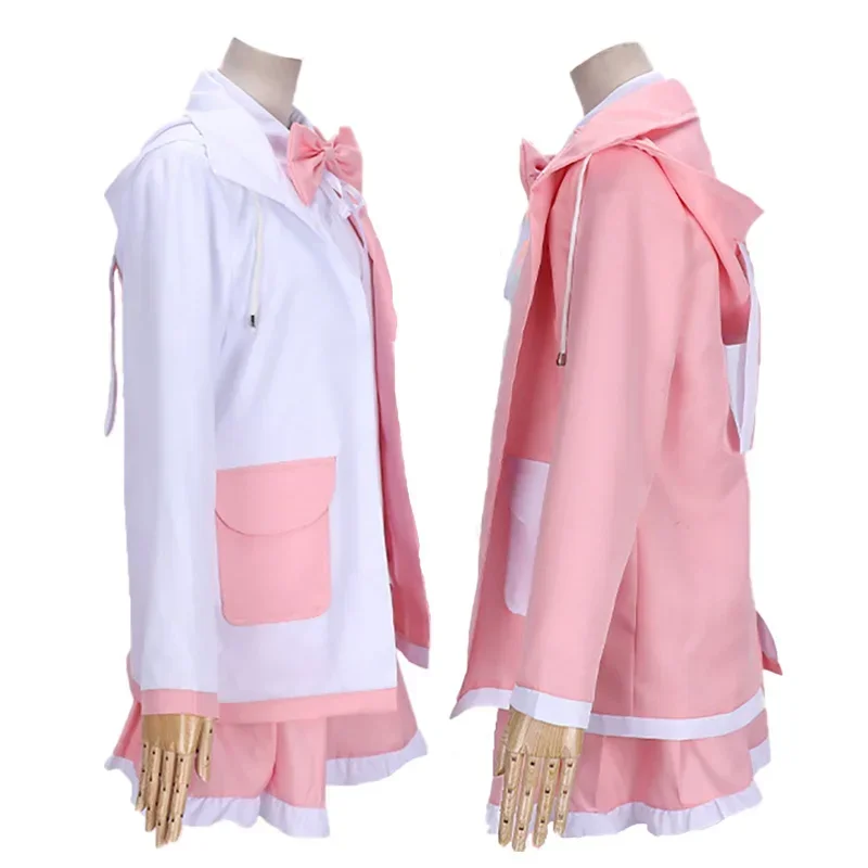 Danganronpa2 Monomi Косплей Костюм Dangan Ronpa Униформа Школьная Юбка С Капюшоном Розовым