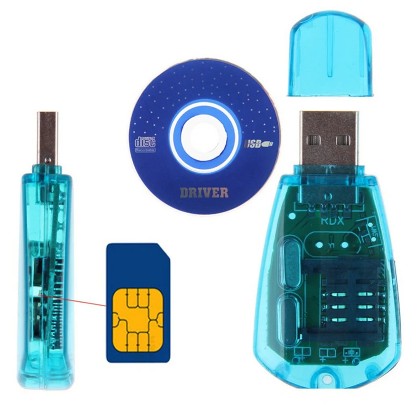 

Высокоскоростной портативный синий Usb-ридер для Sim-карт, комплект для копирования/клонирования/записи/резервного копирования Sim-карт Gsm Cdma Sms Резервное копирование + Cd диск телефон
