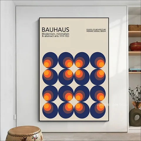 Абстрактный плакат Bauhaus с геометрическим рисунком, самоклеящийся плакат, белая бумага, плакаты, художественное оформление, настенная живопись