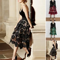 2022 women fashion elegant black skirt flower embroidery double layers hollow out lace skirts women casual sexy party skirt