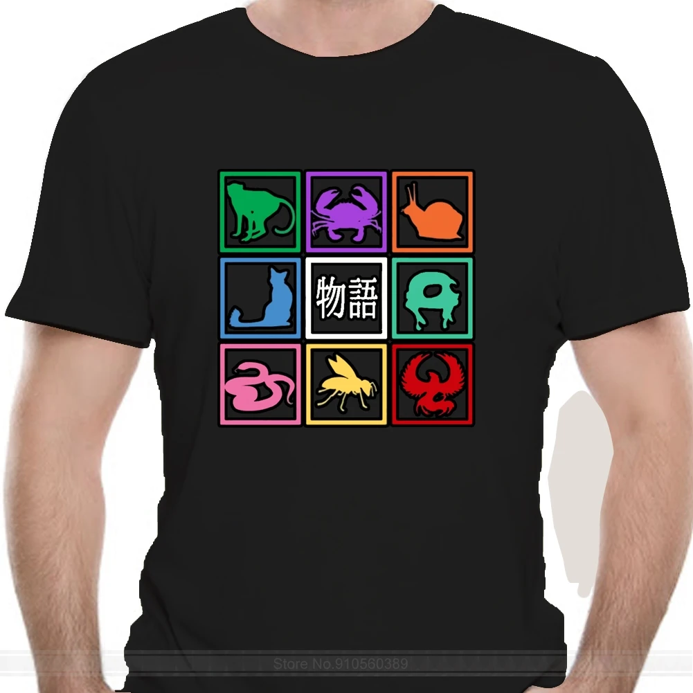 

Monogatari T shirt nisemonogari senjougahara hitagi hanekawa tsubasa oshino shinobu hachikuji mayoi kanbaru suruga araragi