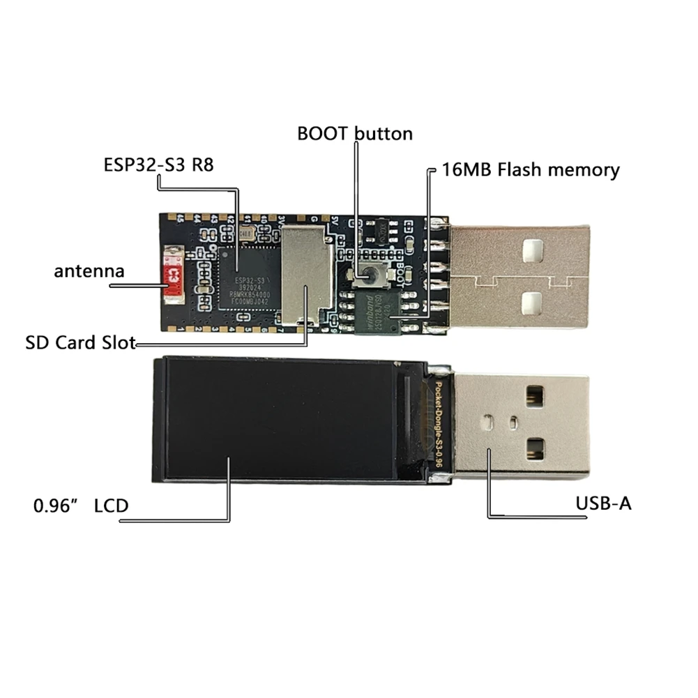 Фото 【РАСПРОДАЖА К ПОДВЕЛИГОДНИЧЕСКОЙ ГОДОВОЙ ВЕСТЕНИИ】Плата для разработки ESP32 S3 с дисплеем 0,96 дюйма, ESP32-S3R8, 8 МБ PSRAM, 16 МБ Flash для Arduino №2