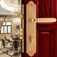 Solid Brass Door Lock Modern Europen Entrance Doors Locks Golden Wooden Door Handle Lock Rose Golden  Antique Door Lockset