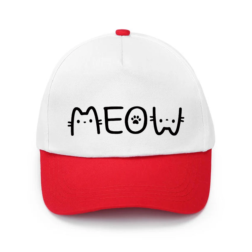 

Cartoon Graphic Meow Cat Print Custom Made Hat Baseball Cap Adjustable Children Hat Boys Baby Girls Sun Hat Hip Hop Hat