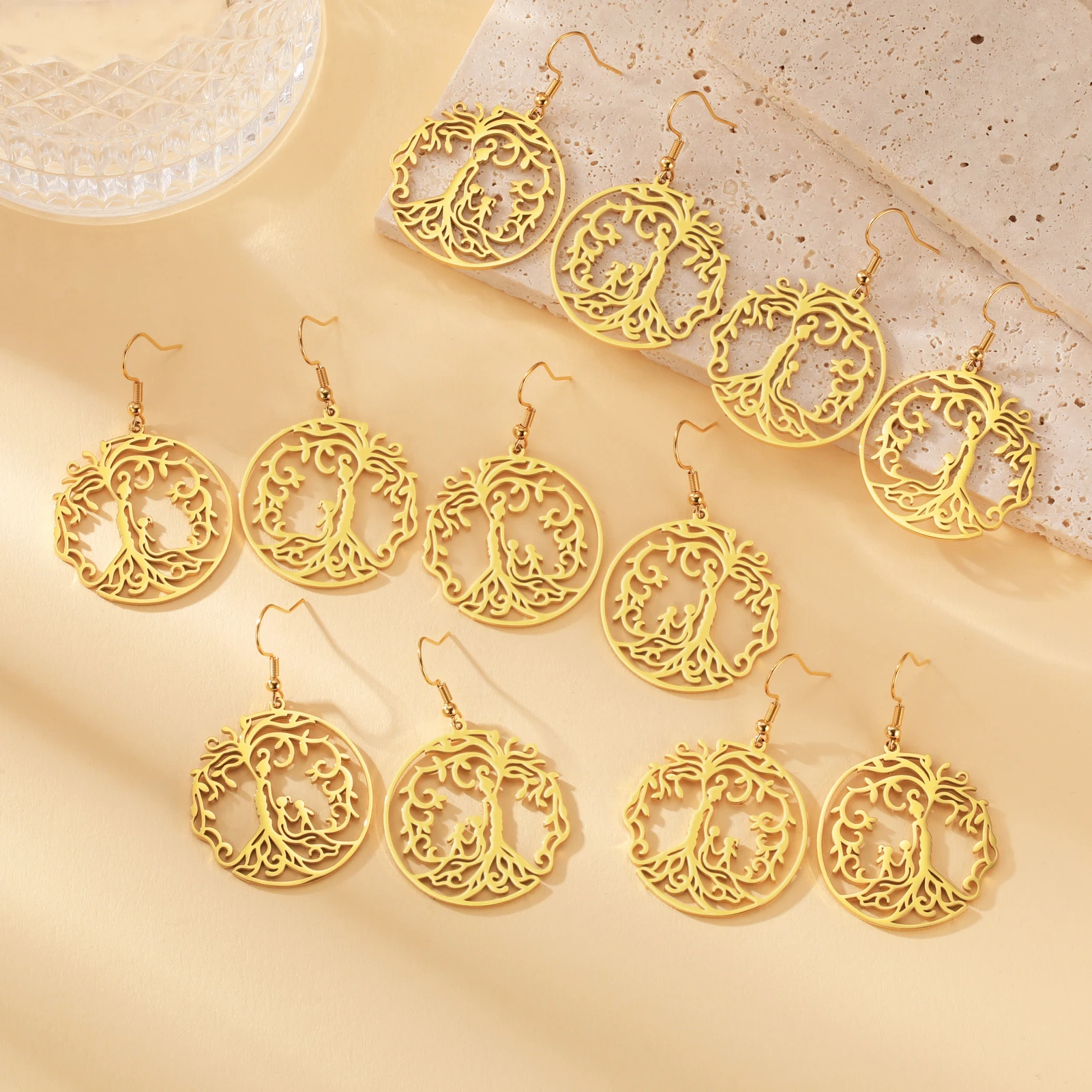 LIKGREAT Серьги-подвески Древо жизни для девочек и мальчиков из нержавеющей стали