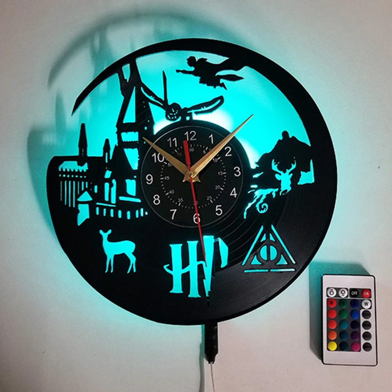 Настенные часы с виниловой пластиной в стиле Хогвартс экспресс виниловые