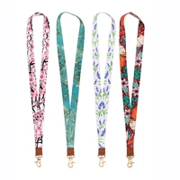 novel leather buckle lanyards for keys keychain rose flowers chain id credit card cover pass charm neck straps accessories gifts
