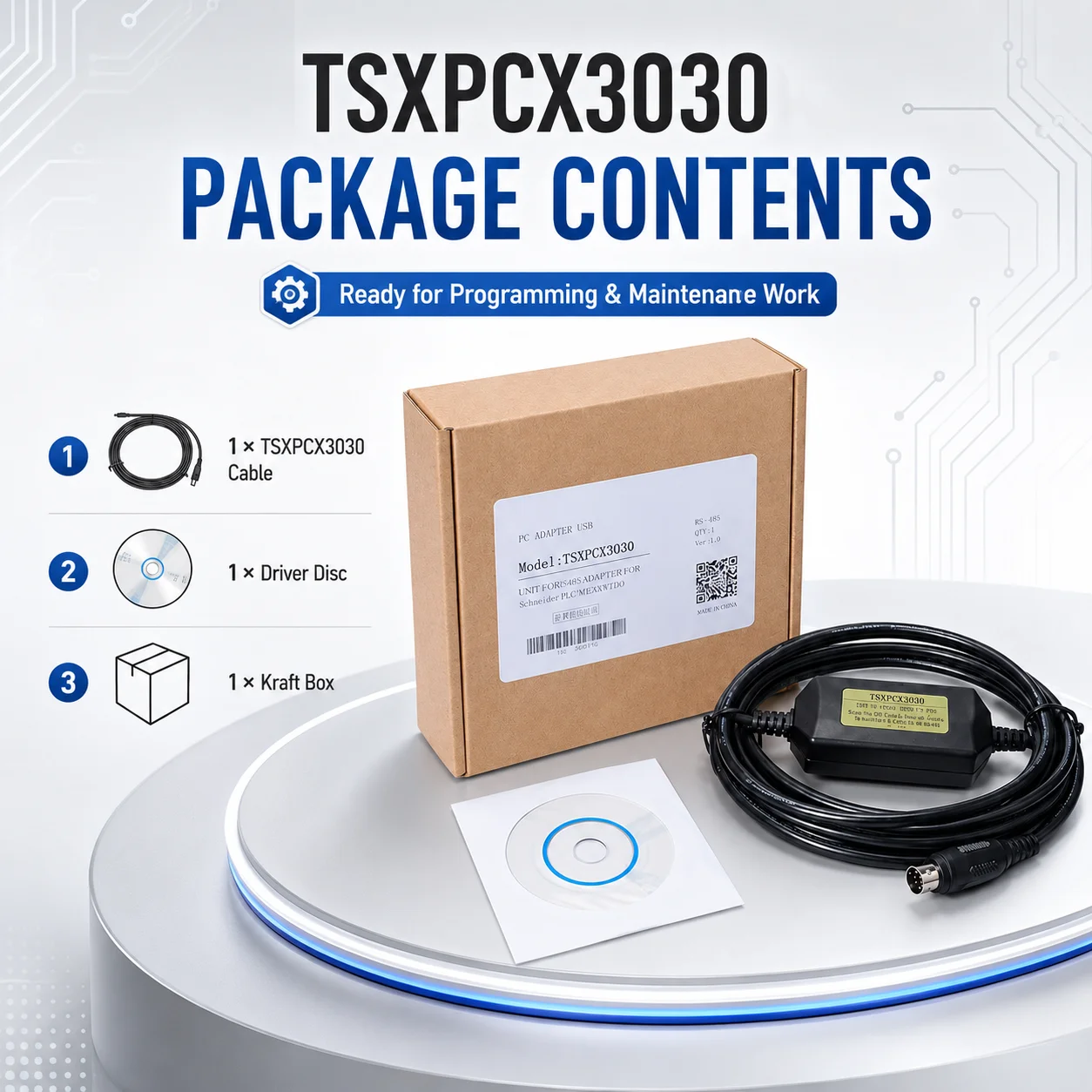 Фото Кабель для программирования ПЛК TSXPCX3030 3M, USB-кабель для загрузки данных с 8-контактным разъемом для Schneider Twido NEZA, стабильная связь 5В №1