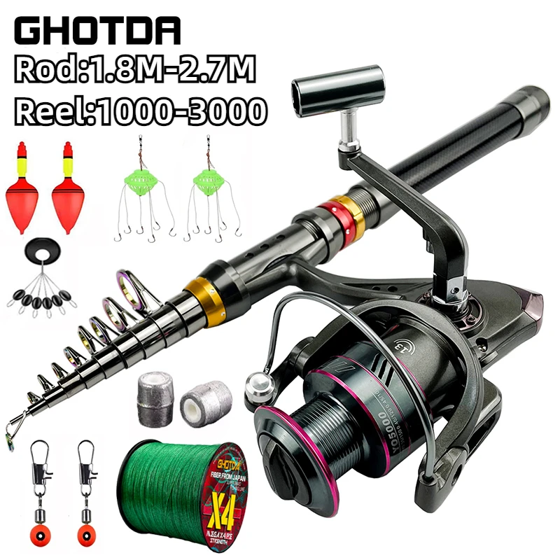 1 8 м-2 7 м Спиннинг для морской рыбалки катушка комбинированная телескопическая