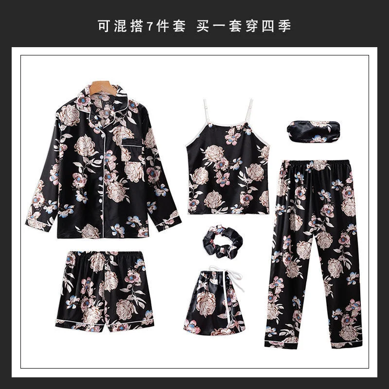 Women's Pajamas Suit Full Sleeve T-shirt Pants Sexy Flower Print Pyjama Cartoon Cute Homewear Cozy Fashion Striped Sleepwear Set
