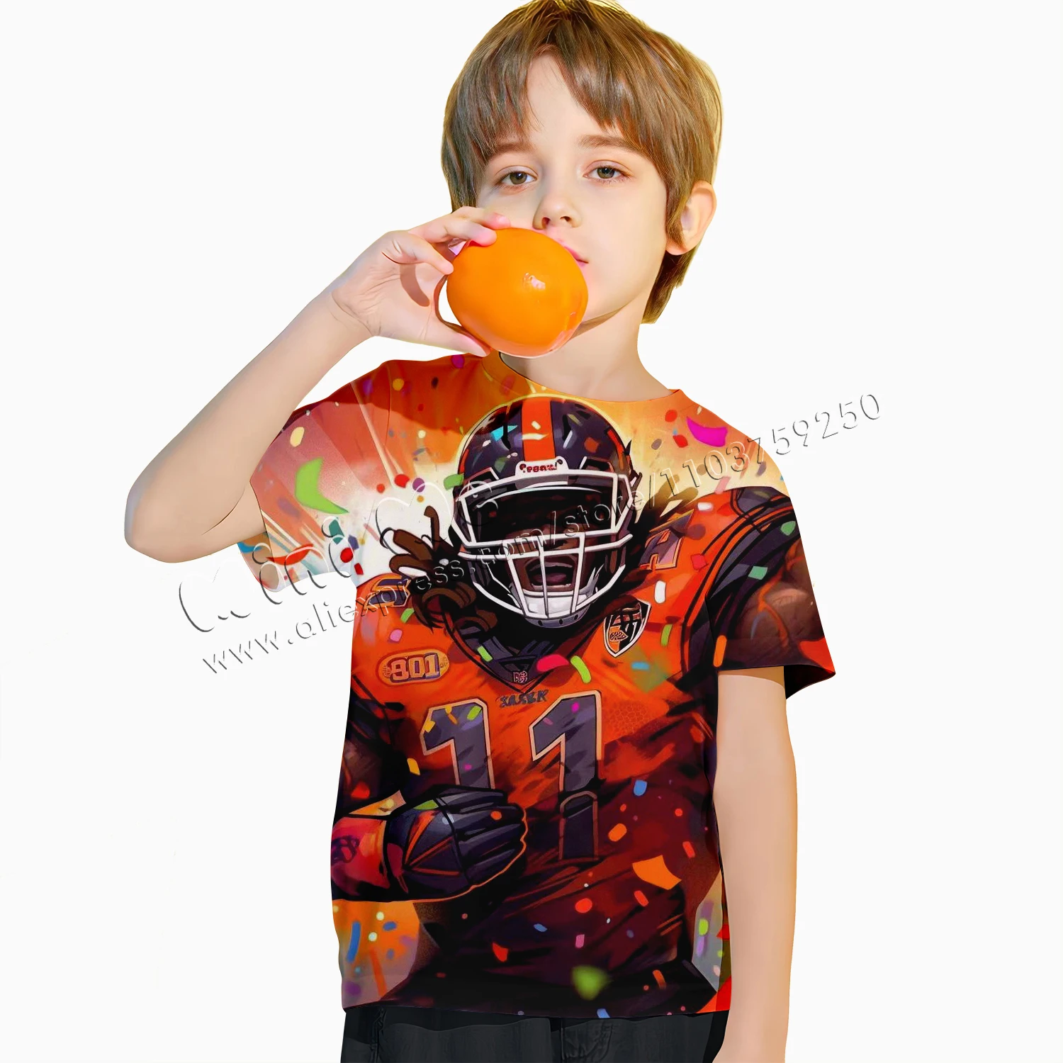 Футболка С 3D Принтом Rugby NFL Для Мальчиков Летняя Уличная Одежда Из Полиэстера