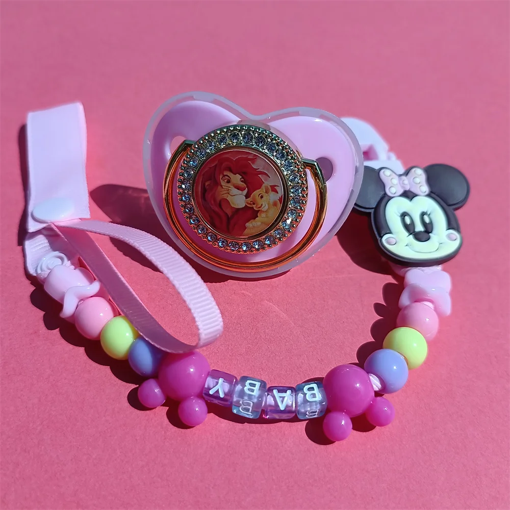 

Mickey Mouse Simba Cartoon Characters Shape baby pacifier chain Silicone BPA Free Luxury Pacifiers for Babie Disney's Pacifiers