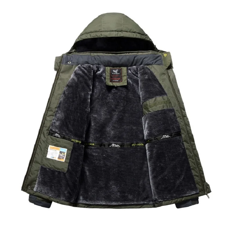 Мужская Зимняя парка большого размера с флисовой подкладкой