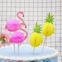 20pcsbag 3d honeycomb ball pineapple flamingo fruit stick toothpick baked cake decoration stick party craft hotel supplies