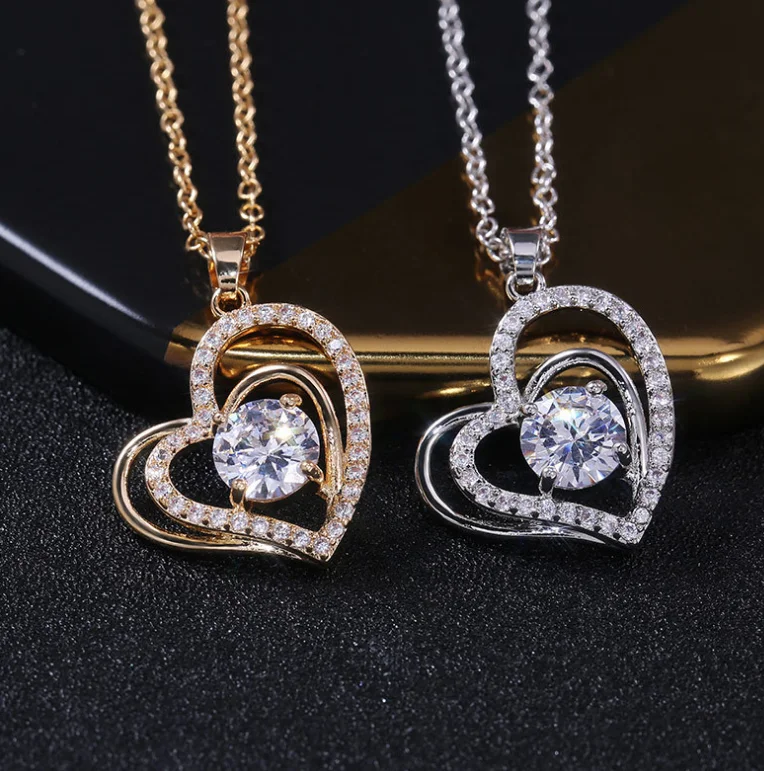 

ANGLANG Bling Bling Cubic Zirconia Pendant Necklace Women for Wedding Fashion Heart Necklace Luxury Love Jewelry Drop Shipping