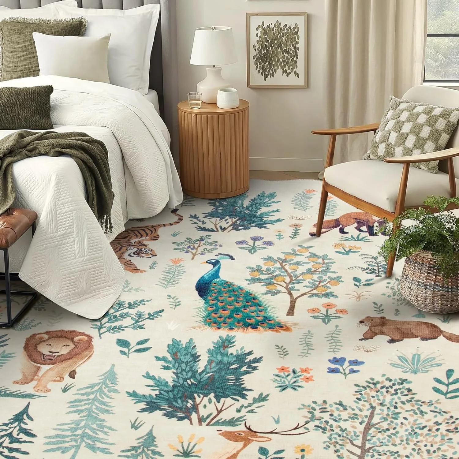 

Винтажный ковёр для дома с животным цветочным принтом